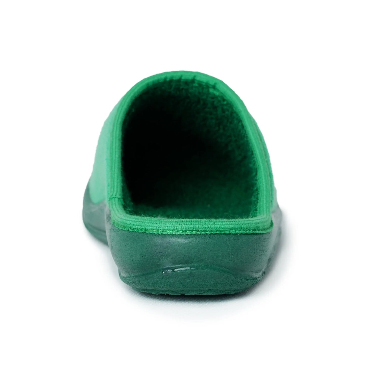 DrLuigi® green cotton medical slippers back view, structured heel support