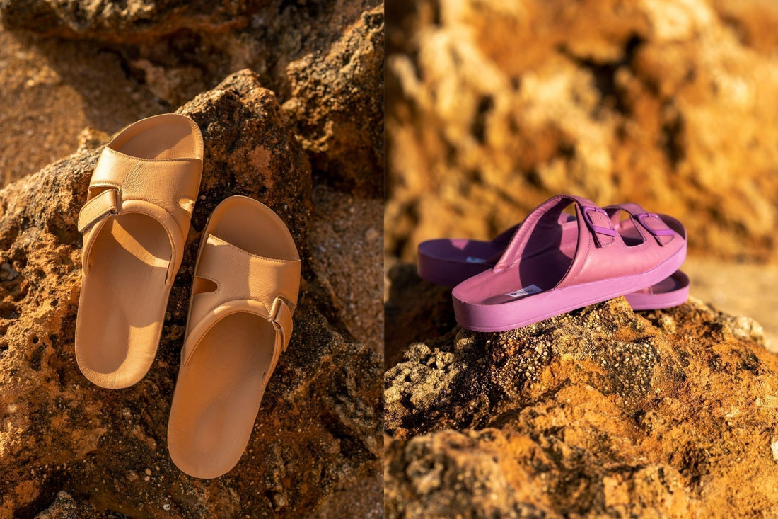 DrLuigi Orthopedic 2-Strap Leather Slide Sandals and Orthopedic Sandals side by side - CE-certified summer medical footwear comparison