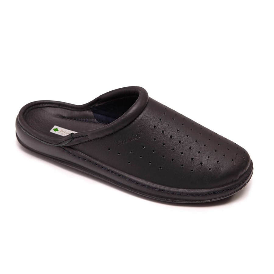 DrLuigi® Orthopedic Clogs for Women - Comfortable Medical Footwear Black Leather