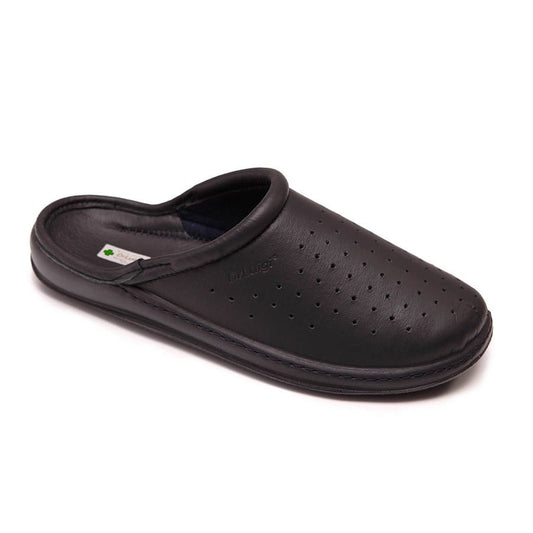 DrLuigi® Orthopädische Clogs für Herren - Bequeme medizinische Schuhe Schwarzes Leder