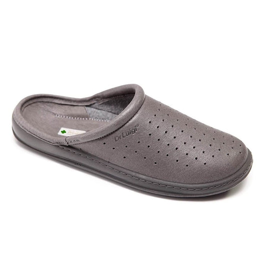 DrLuigi® Orthopädische Clogs für Herren – Bequeme medizinische Fußbekleidung aus grauem Leder