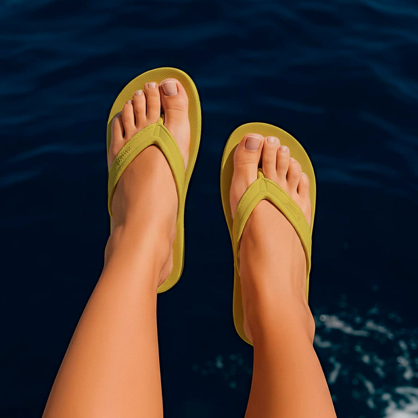 DrLuigi® Orthopedic Flip-Flops for Women - Comfortable Medical Footwear Yellow Leather