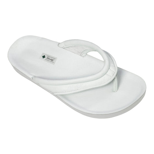 DrLuigi® Orthopädische Flip-Flops für Damen – Bequeme medizinische Schuhe aus weißem Leder