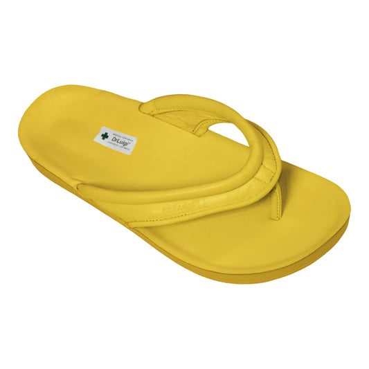 DrLuigi® Orthopädische Flip-Flops für Damen - Bequeme medizinische Schuhe aus gelbem Leder