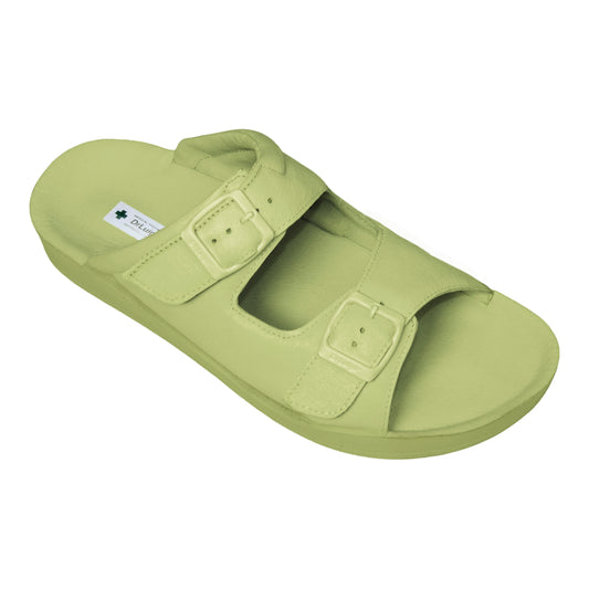 DrLuigi® Orthopädische 2-Riemen Leder Pantoletten für Damen - Bequemes medizinisches Schuhwerk Mint Leder