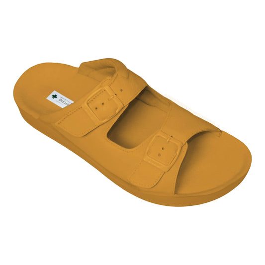 DrLuigi® Orthopädische 2-Riemen Leder Pantoletten für Herren - Bequeme medizinische Schuhe Beige Leder