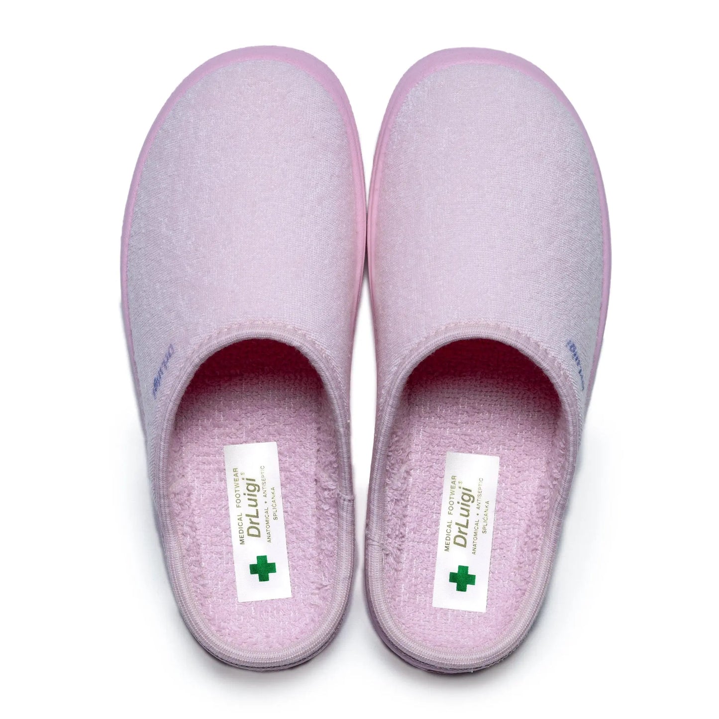 DrLuigi® pink cotton medical footwear top view, breathable design
