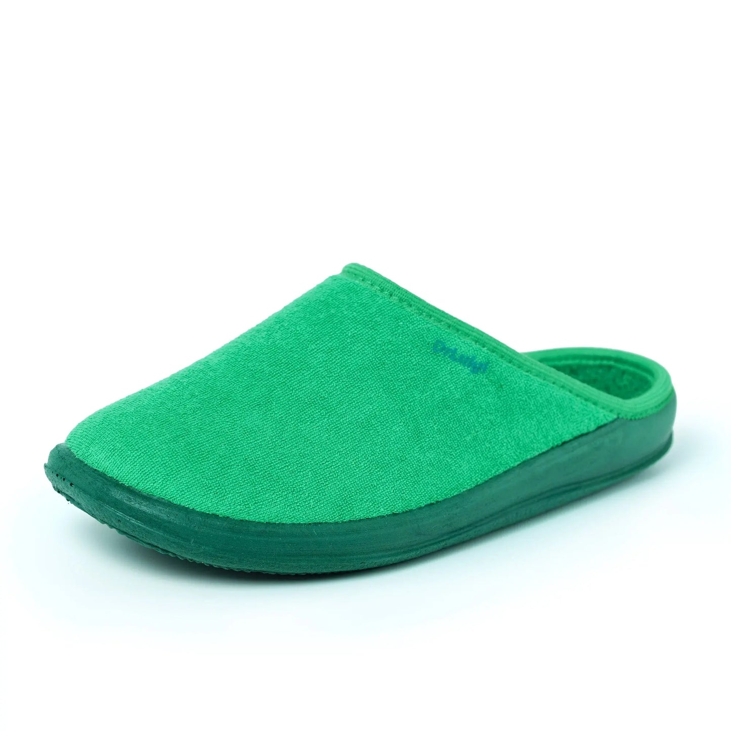 DrLuigi® green cotton medical slippers, three-quarter angle view