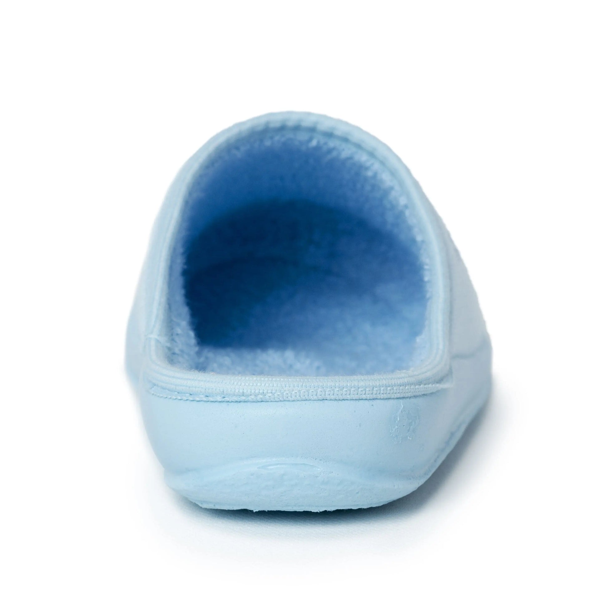 DrLuigi® baby blue cotton medical slippers back view, structured heel support