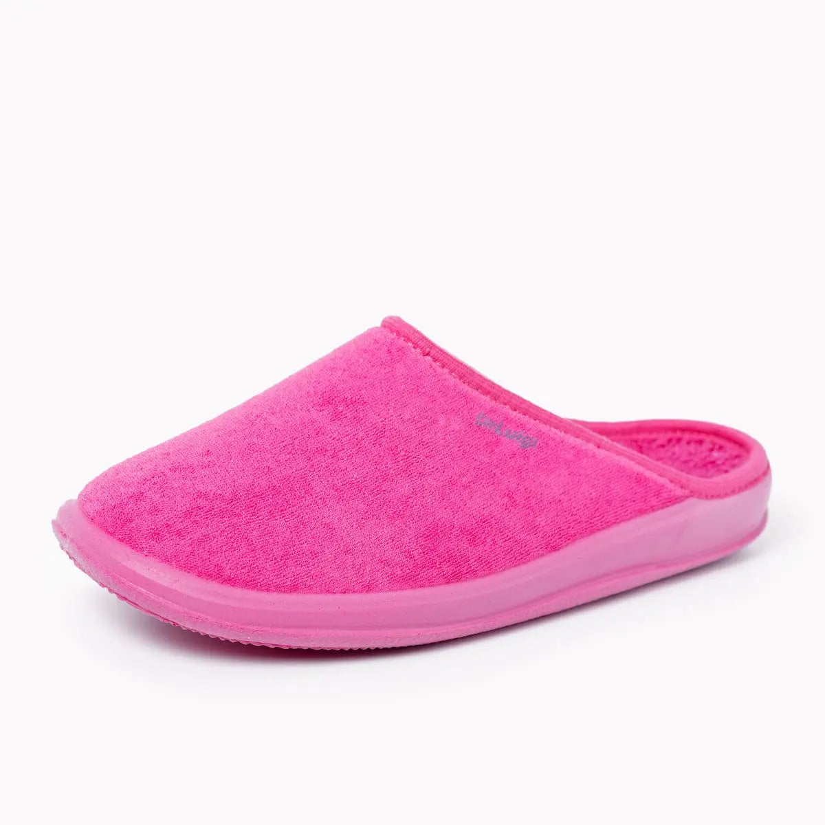 DrLuigi® fuchsia cotton medical slippers, three-quarter angle view